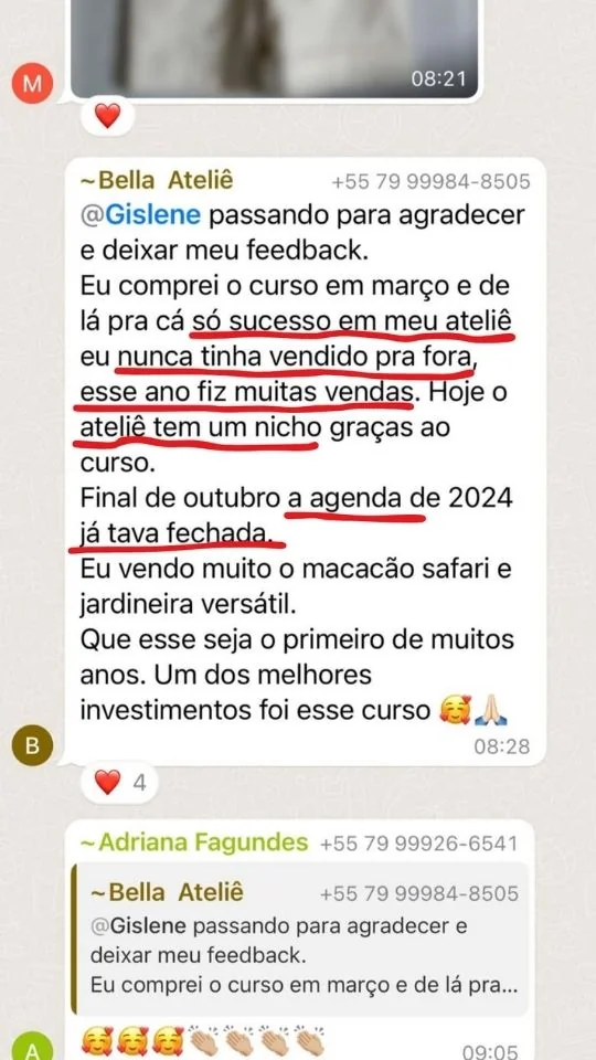 Aluna conta que a agenda de 2024 já estava fechada vendendo o macacão safari